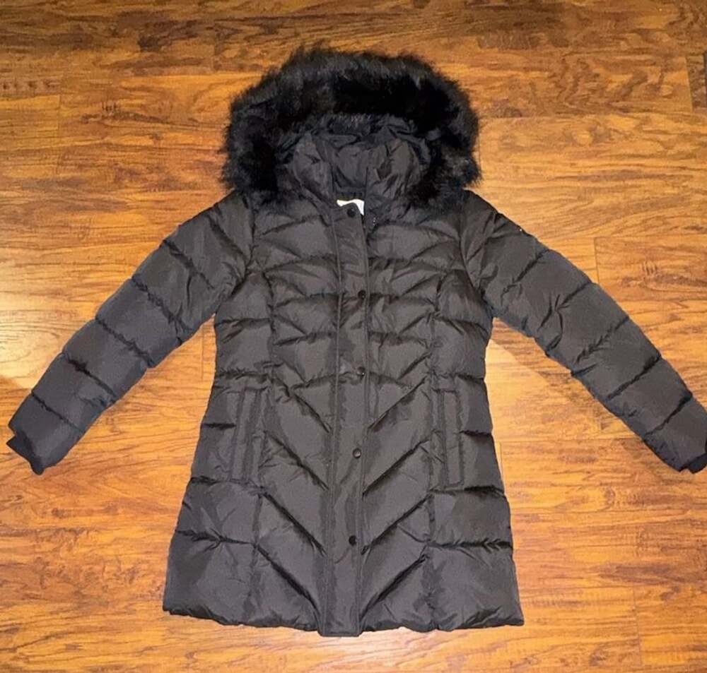 Binacl Faux Fur Hooded Puffer Coat Size M Black Quilted Jacket